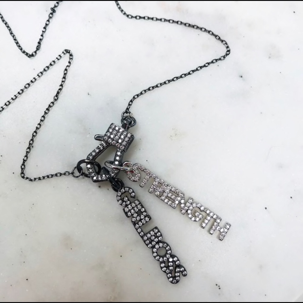 Pavé CZ “Clasp in Front” Necklace,avail 3 colors - Picture 6 of 8